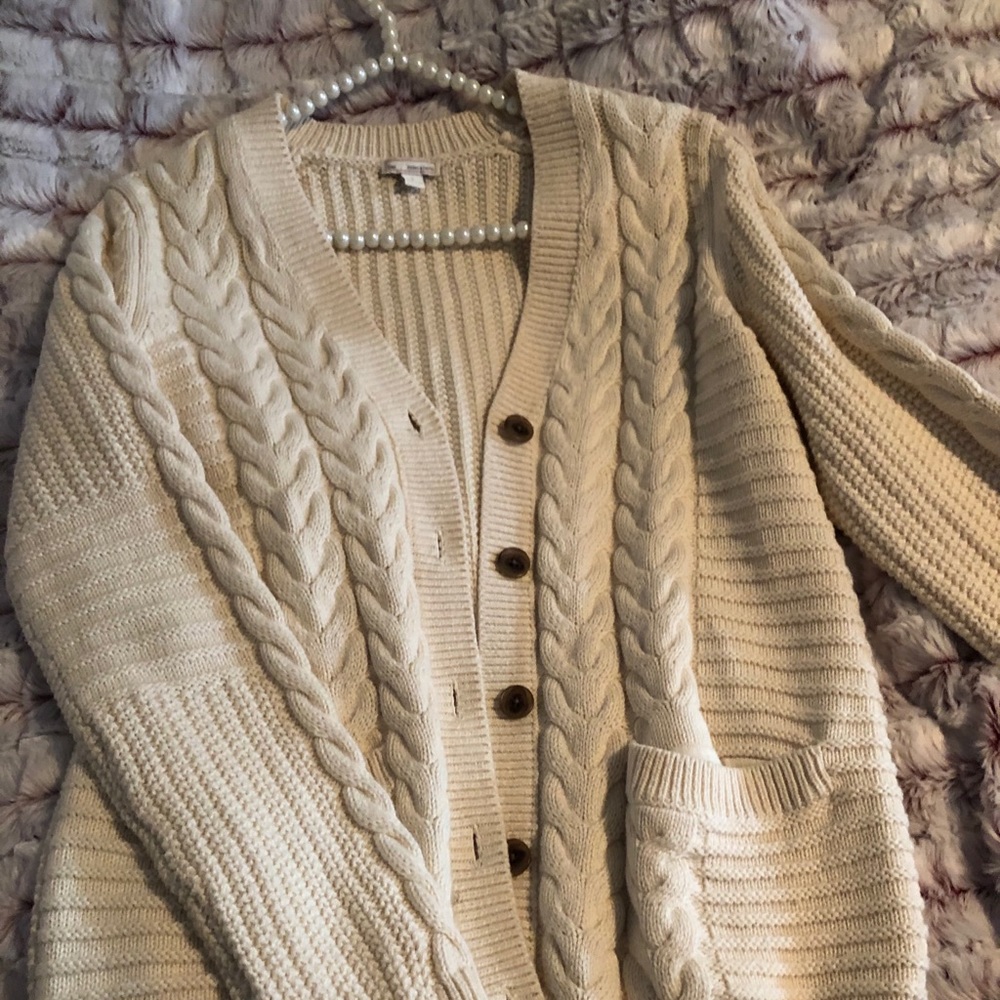 Button Down Cable Knit Sweater